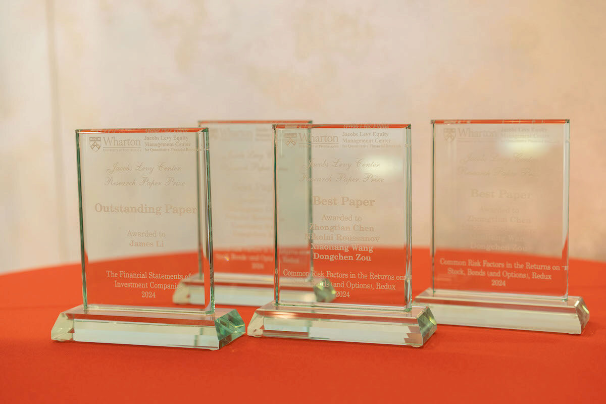 The Jacobs Levy Paper Prize trophies