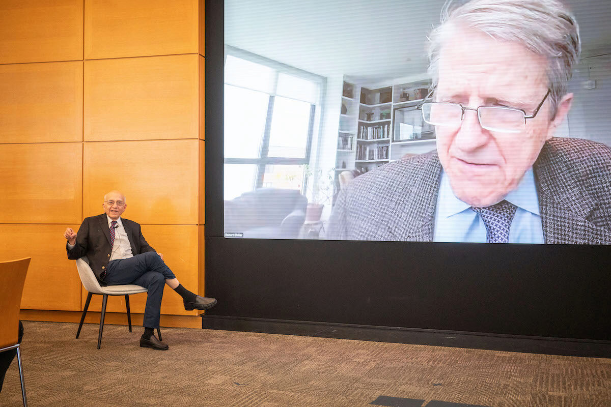 Jeremy Siegel in conversation with Robert Shiller, who joined digitally, at the Frontiers in Quantitative Finance Conference.