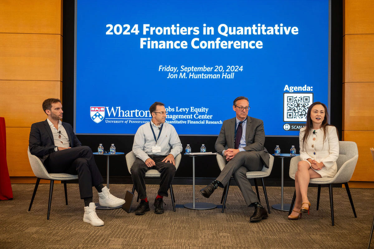 Sarah Hammer moderates a panel at the Frontiers in Quantitative Finance Conference