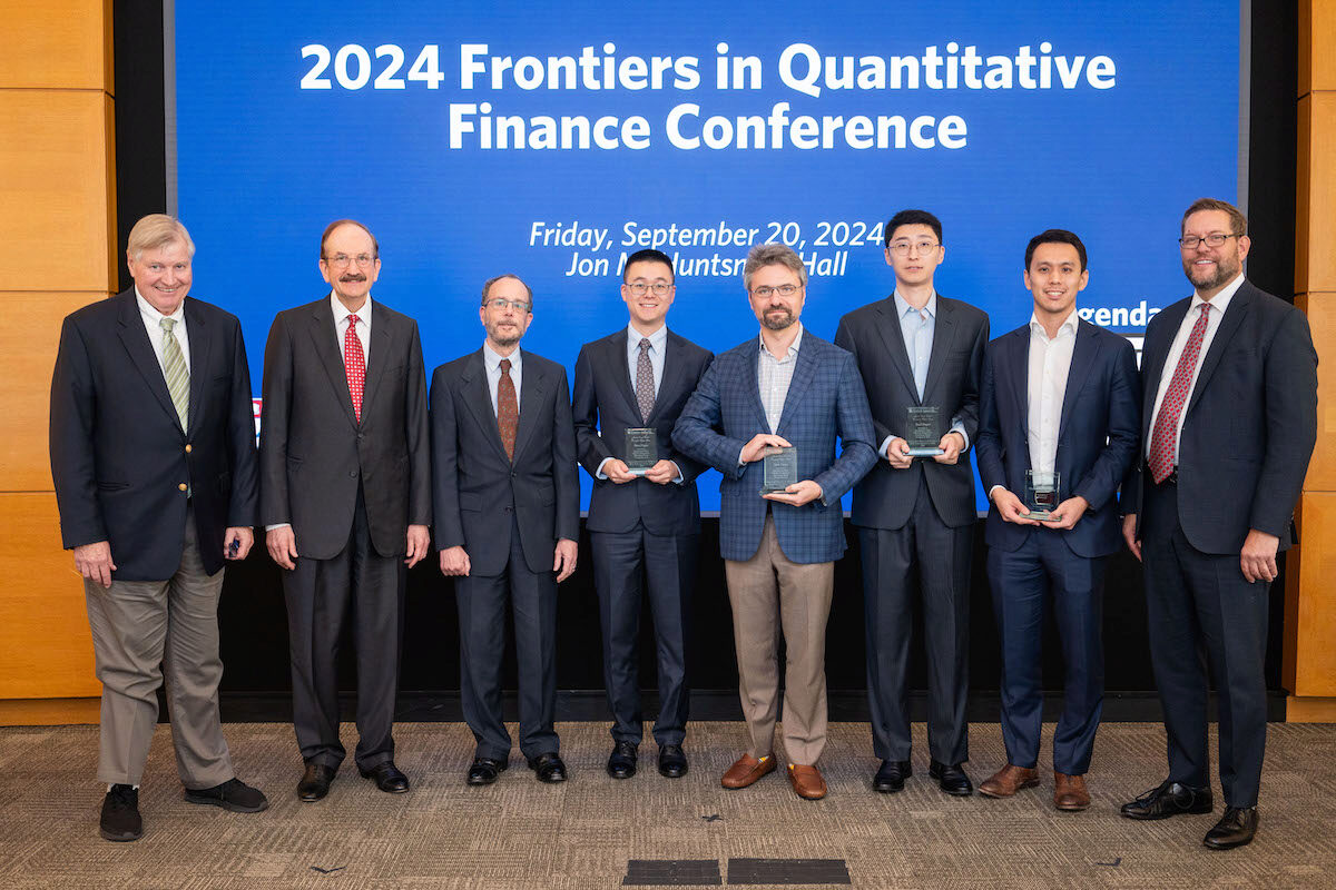 The winners of the 2024 Jacobs Levy Paper Prizes gather for a photo at the Frontiers in Quantitative Finance Conference